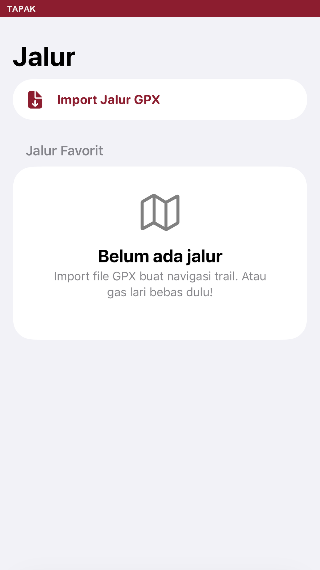 Tab jalur GPX TAPAK